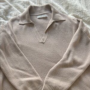 Abercrombie & Fitch Taupe Ribbed Knit Sweater